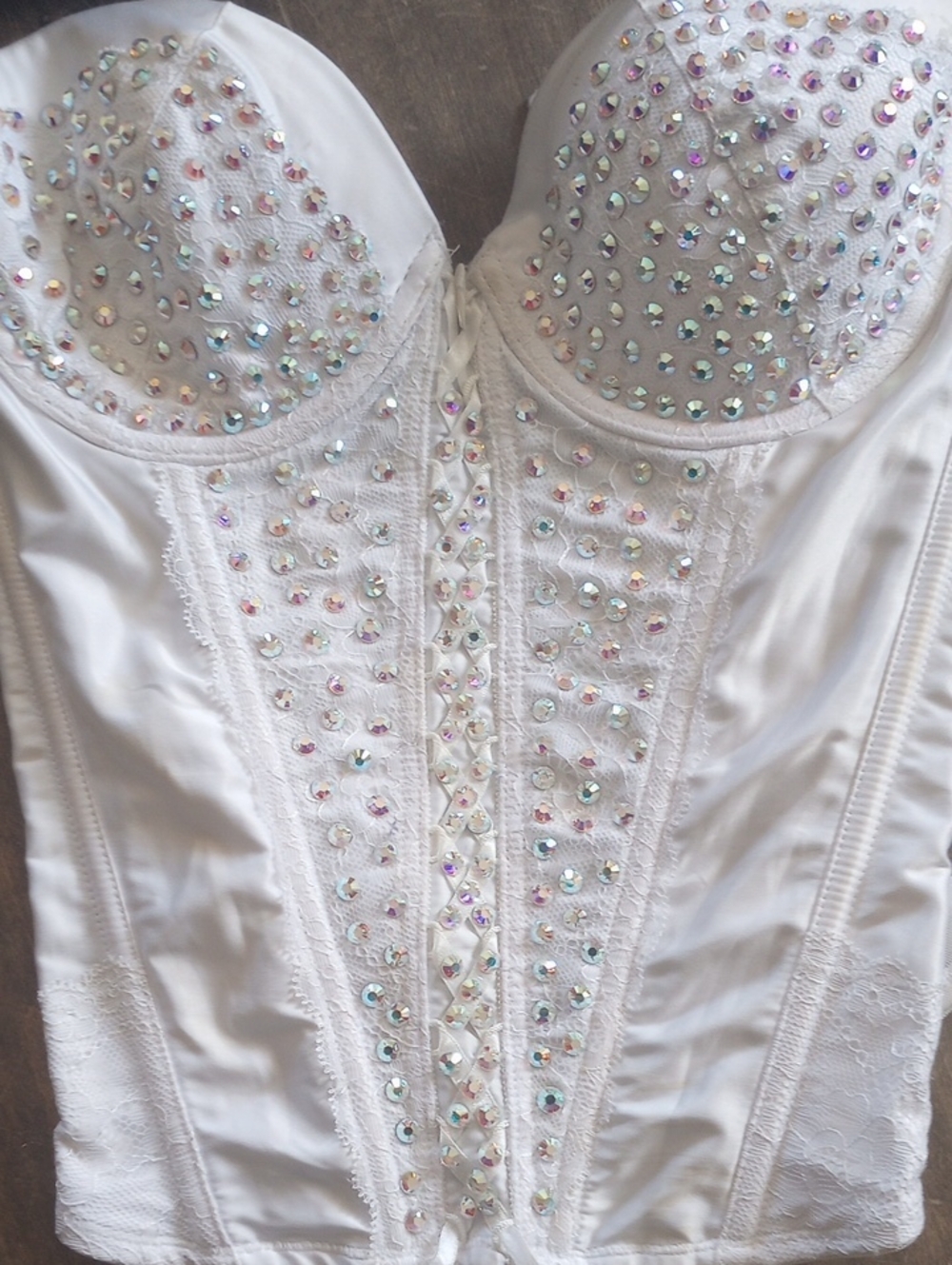 White Embellished Strapless Bustier Corset - Women Intimates - Picture 2 of 3